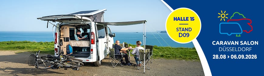 Antilope VAN auf dem Caravan Salon Düsseldorf – Halle 15, Stand D09, 28.08 – 06.09.2026